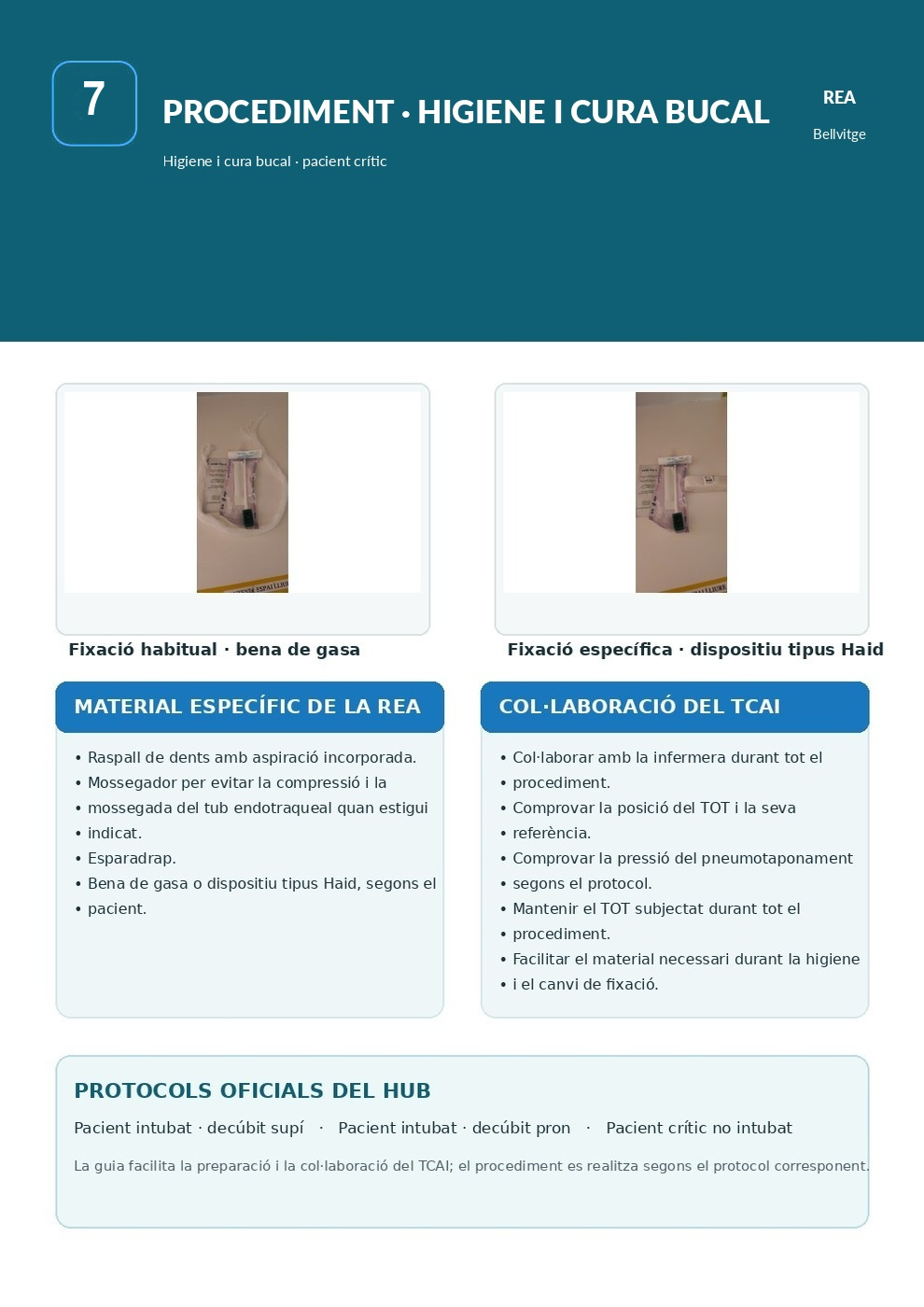 Cartell de higiene i cura bucal · pacient crític